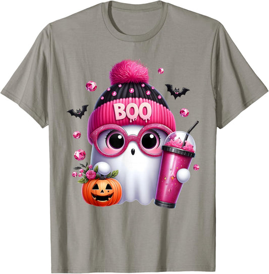 Cute Pink Ghost Boo Halloween Costume for Girl Kids Toddler T-Shirt - T-Shirt | Sand
