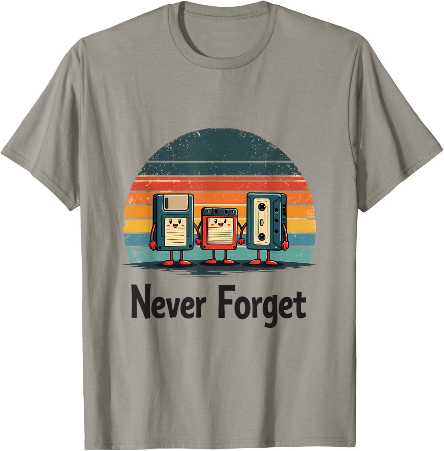 Never Forget Retro Floppy Cassette Tape T-Shirt - T-Shirt | Sand