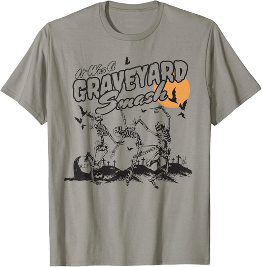 Skeleton Dancing It Was A Graveyard Smash Halloween T-Shirt - T-Shirt | Sand