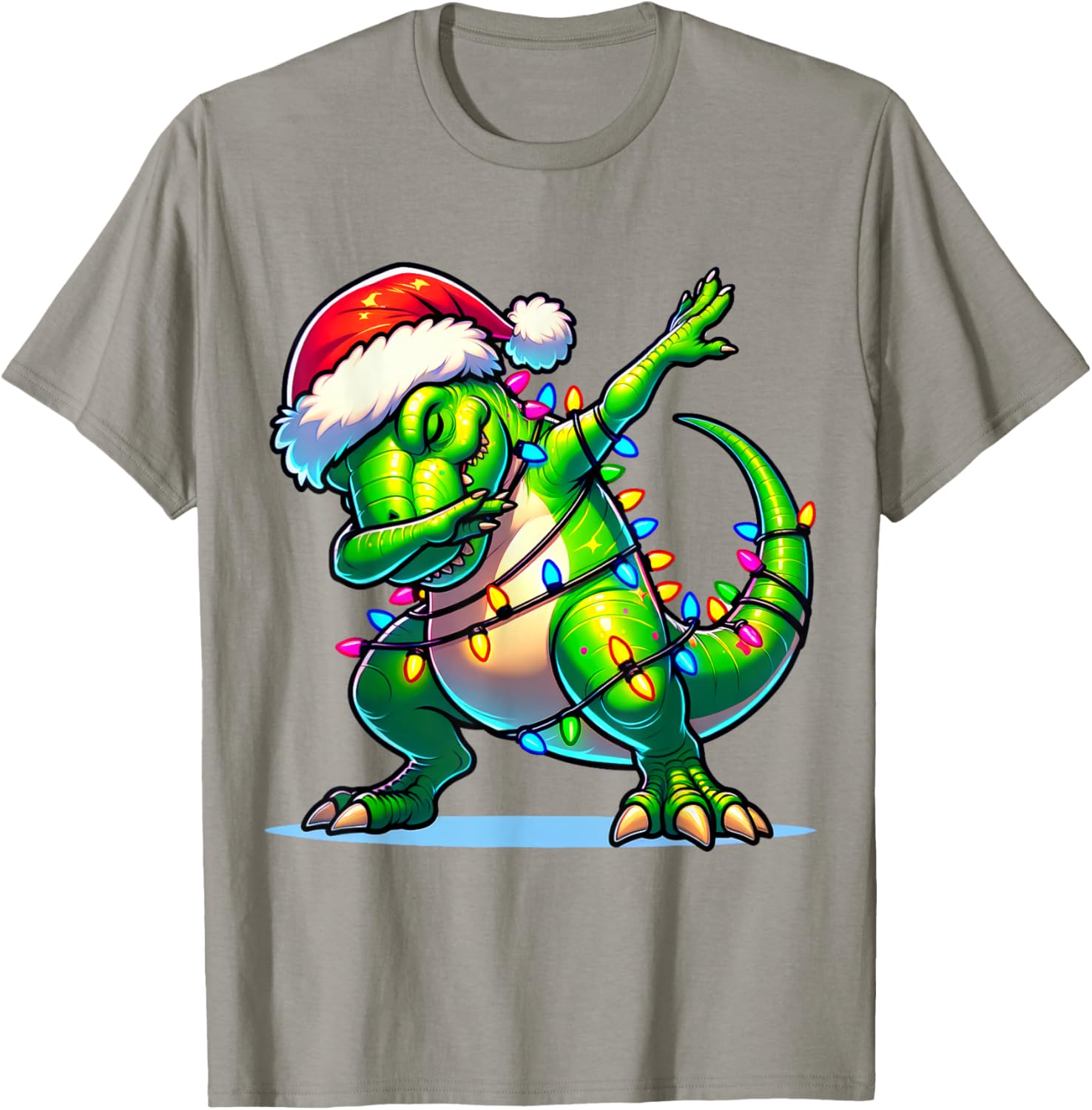Christmas Dinosaur Boys Dabbing T Rex Santa Xmas Funny T-Shirt - T-Shirt | Sand