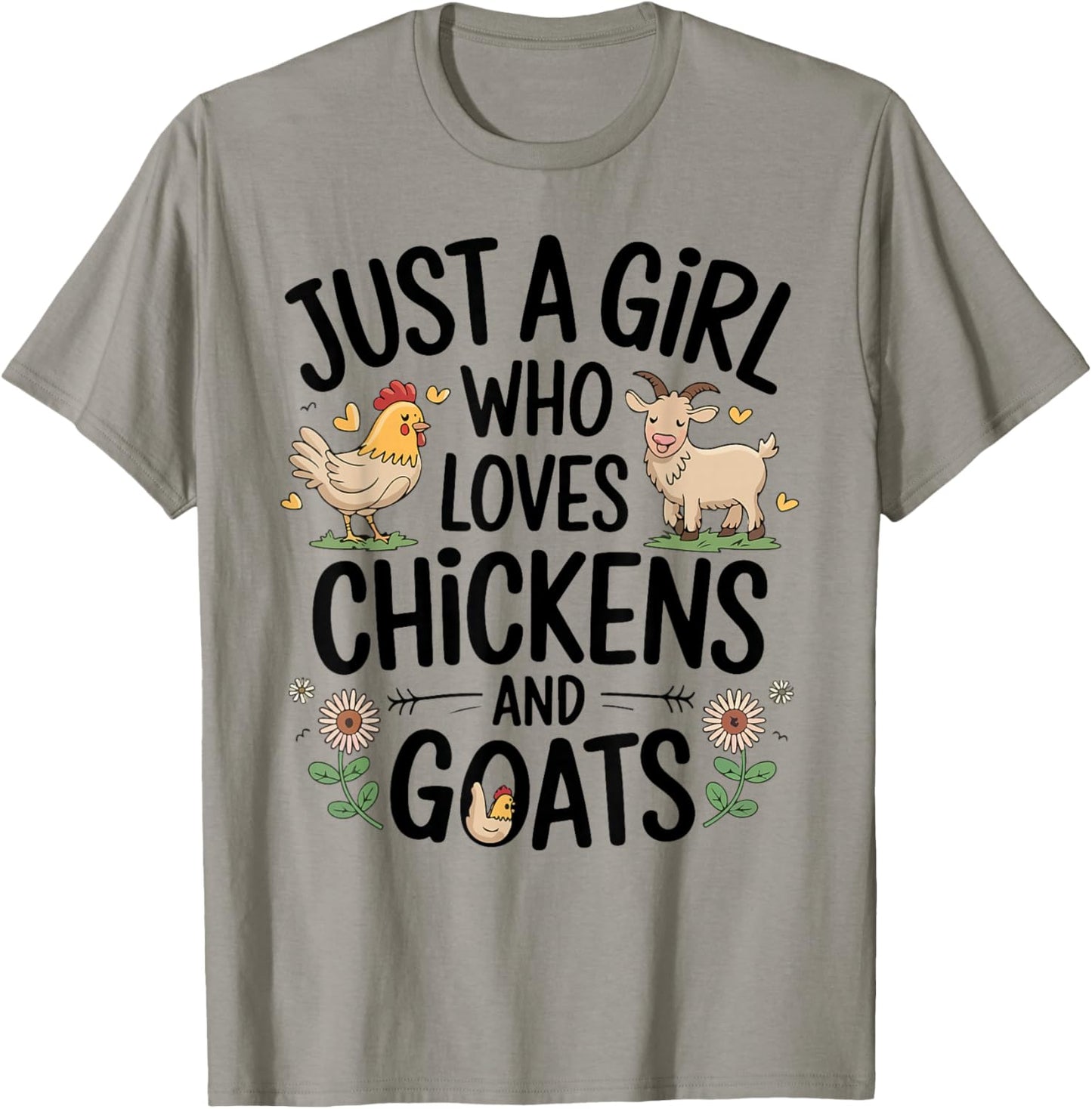Just A Girl Who Loves Chicken And Goats Farming Farmer Women T-Shirt - T-Shirt | Sand