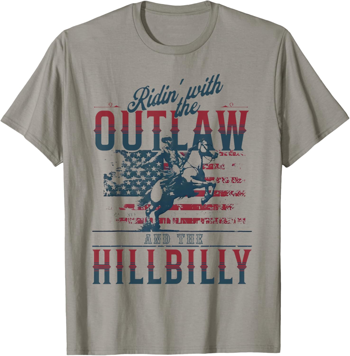 Cowboys Ridin with The Outlaw and The Hillbilly T-Shirt - T-Shirt | Sand