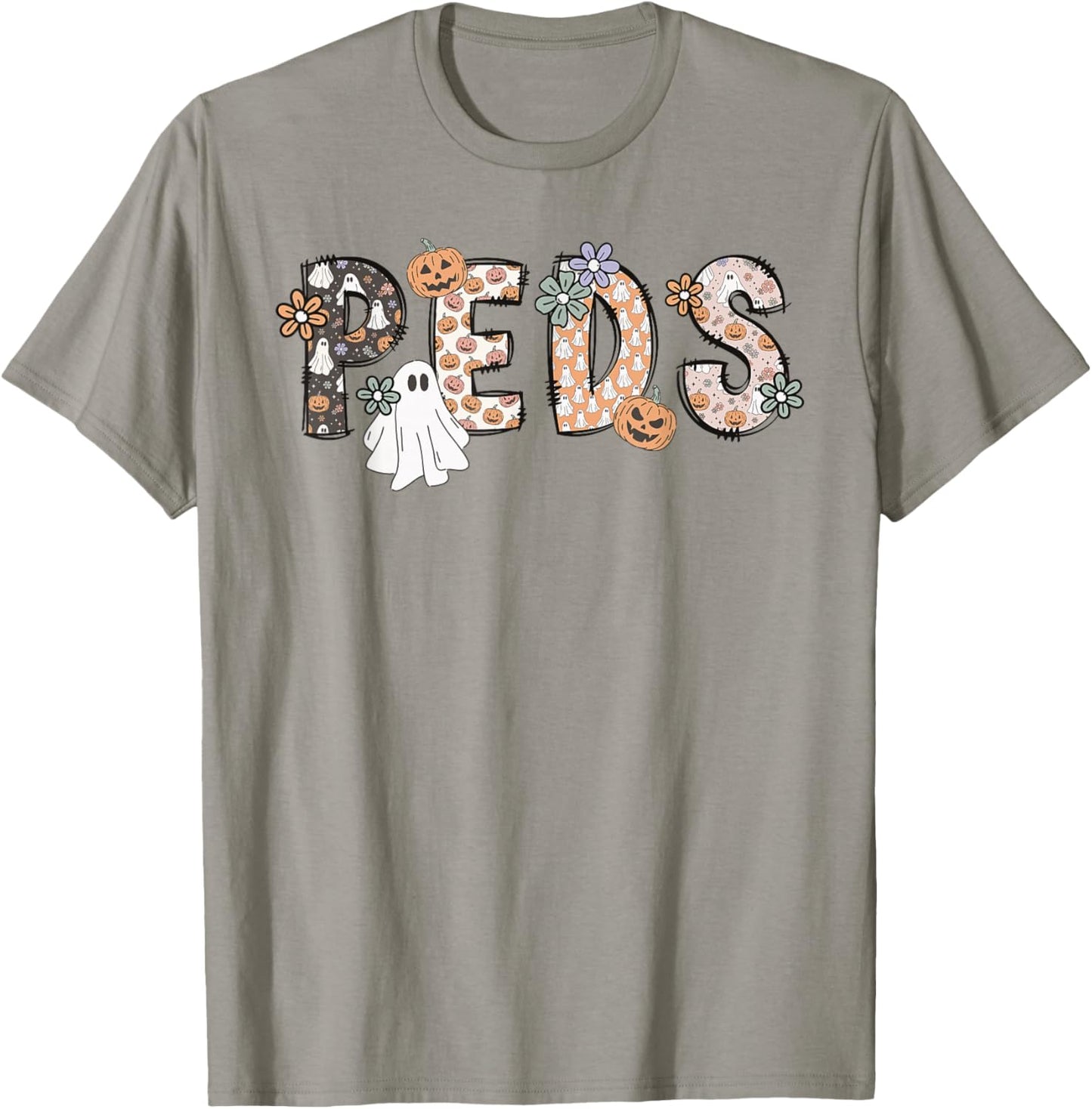 Halloween Nurse Peds Boo Boo Crew Pediatric Nurse Ghost Fall T-Shirt - T-Shirt | Sand