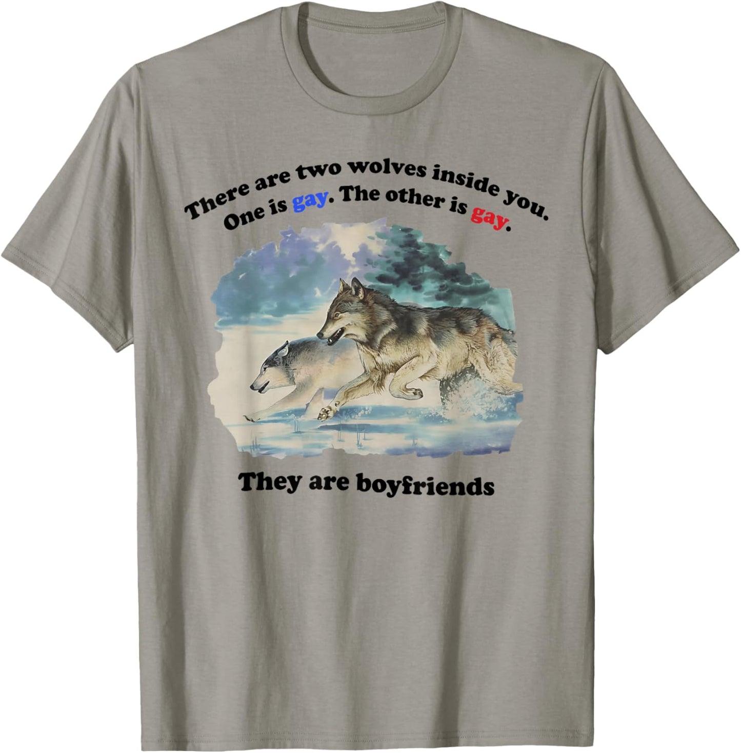 There are Two Wolves Inside You Both are Gay Pride Meme T-Shirt - T-Shirt | Sand