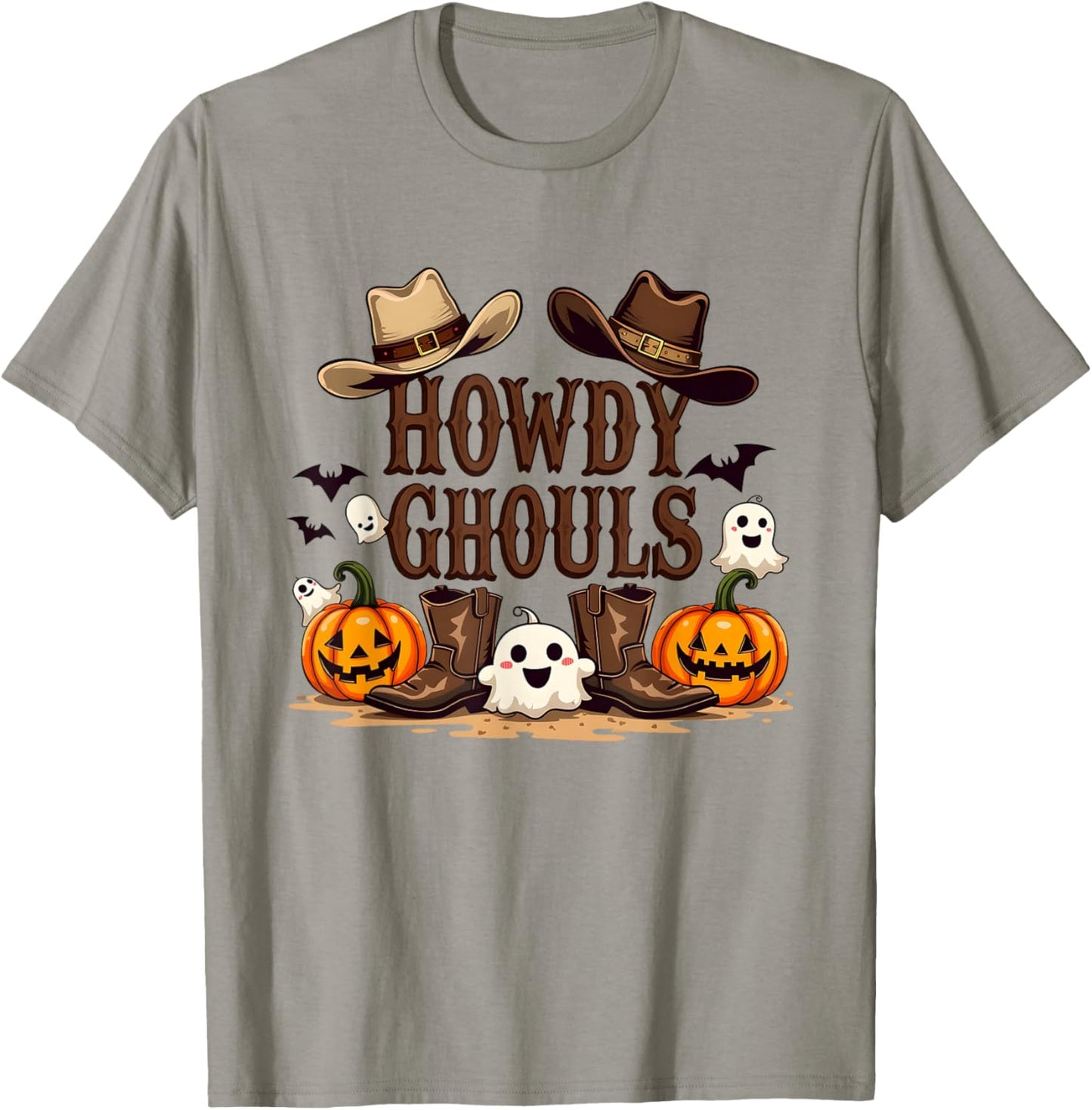 Howdy Ghouls Party Decorations Halloween Cowboy Cowgirl T-Shirt - T-Shirt | Sand