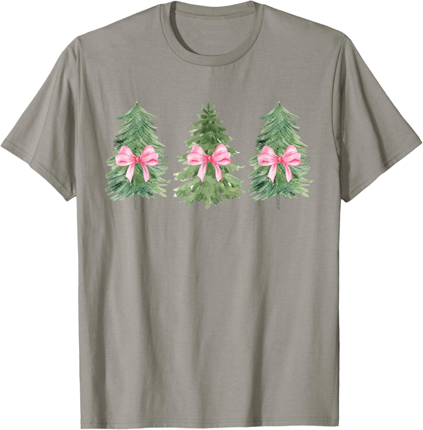 Christmas Tree Coquette Pink Bow Christmas Girly Women Girls T-Shirt - T-Shirt | Sand