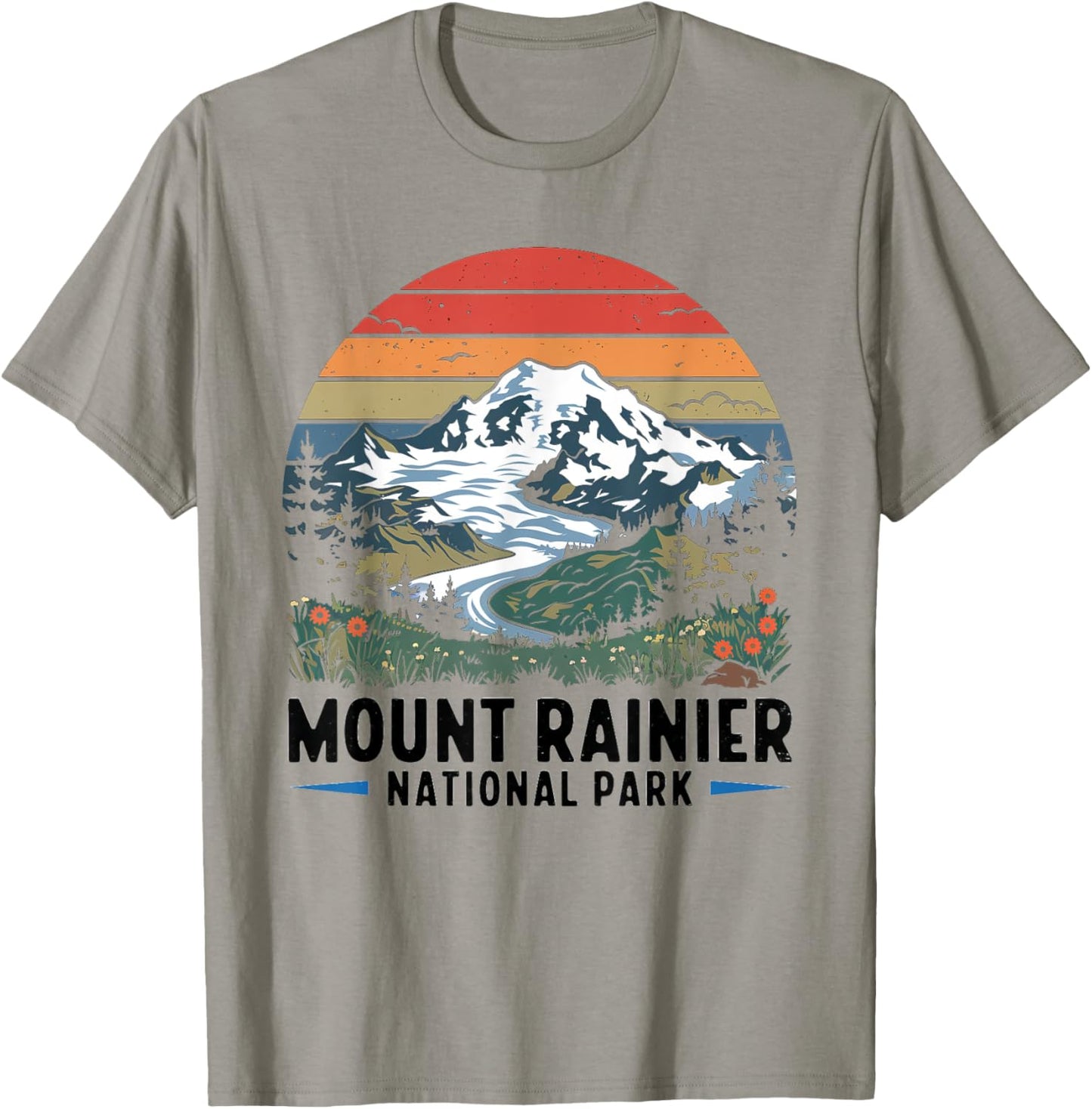 Mount Rainier National Park Retro Washington Adventure T-Shirt - T-Shirt | Sand