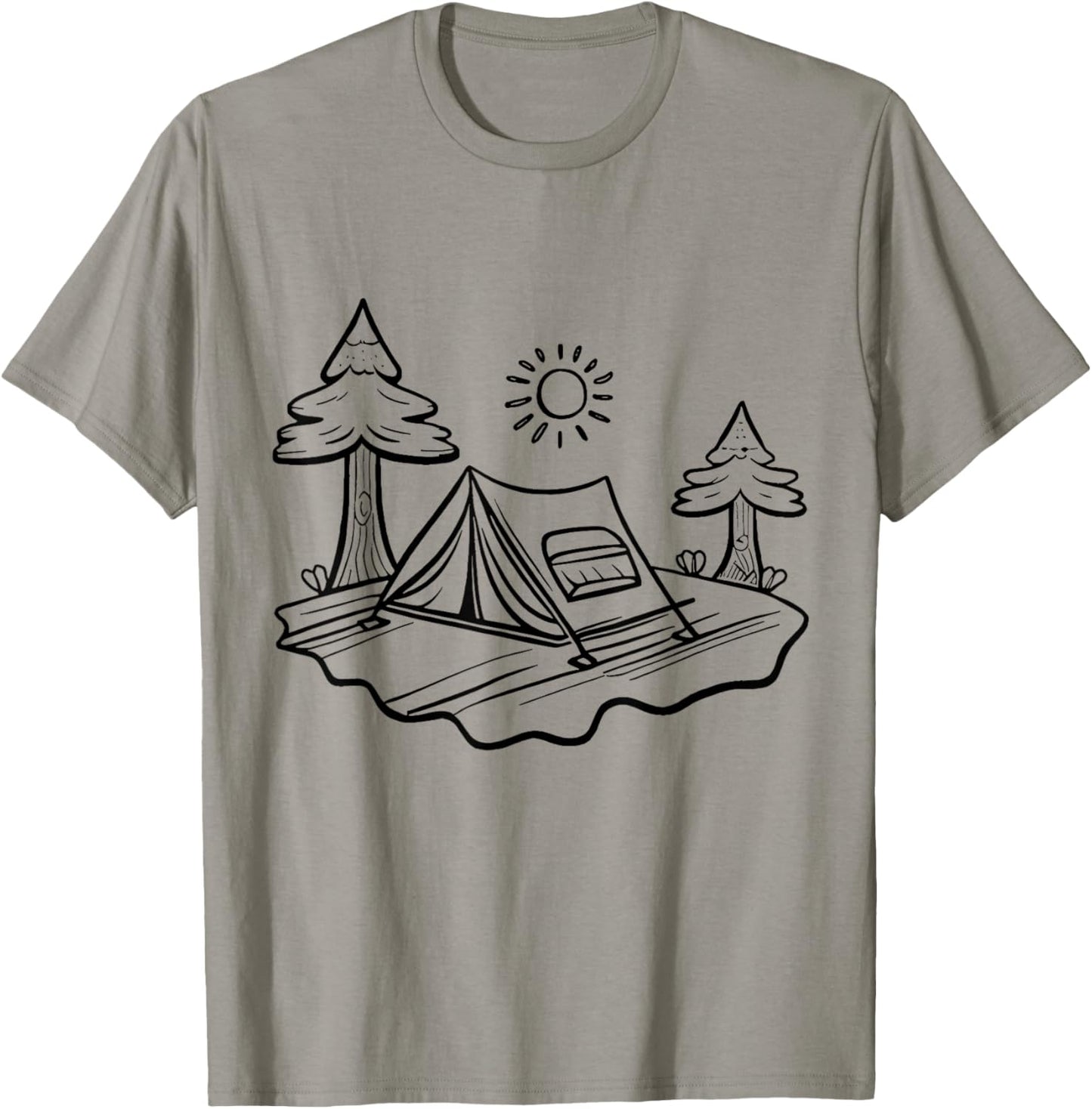Tent camp Camping coloring and painting yourself coloring T-Shirt - T-Shirt | Sand