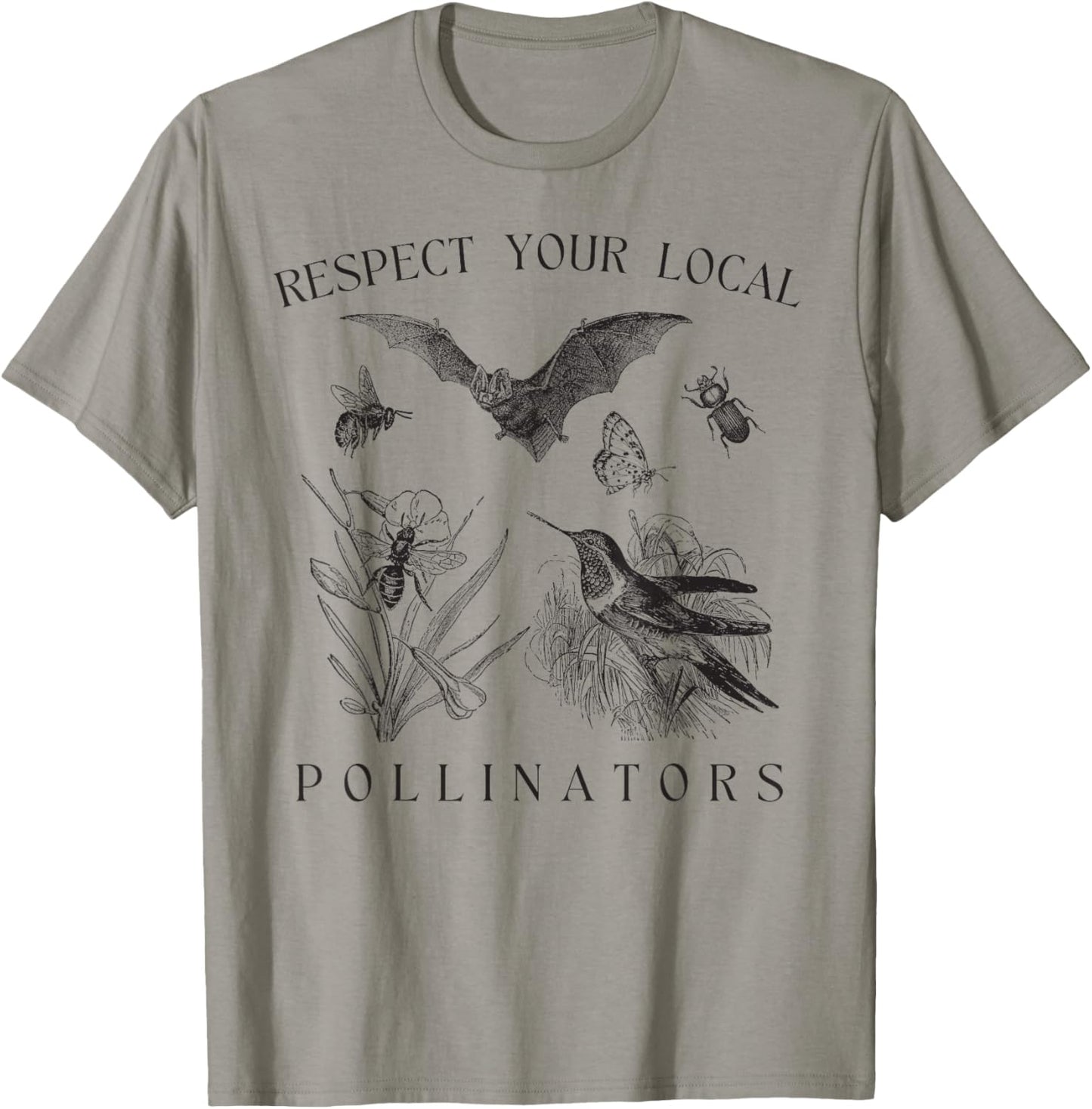 Eco-Friendly Wildlife Conservation Apparel Respect Your Local Pollinators Vintage Bug Protect Nature -Adults White Small Classic Fit Short Sleeve Spring, Summer T-Shirt - T-Shirt | Sand
