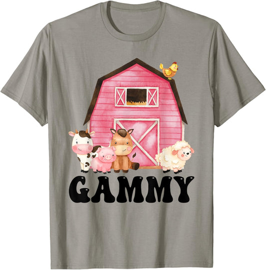 Funny Gammy Farm Animals Birthday Theme Matching Family T-Shirt - T-Shirt | Sand