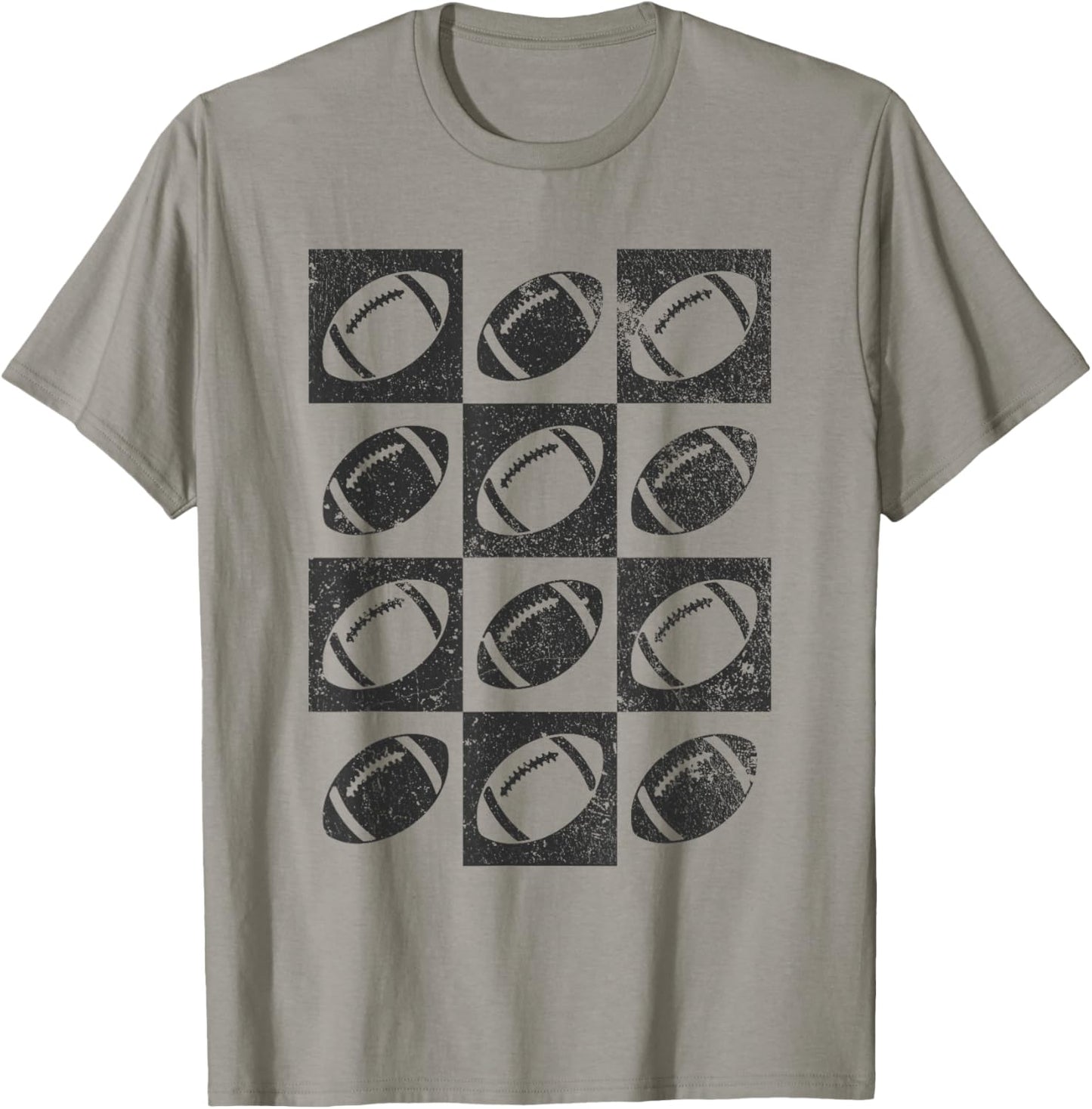 Retro Checkerboard Checkered Football Lover T-Shirt - T-Shirt | Sand