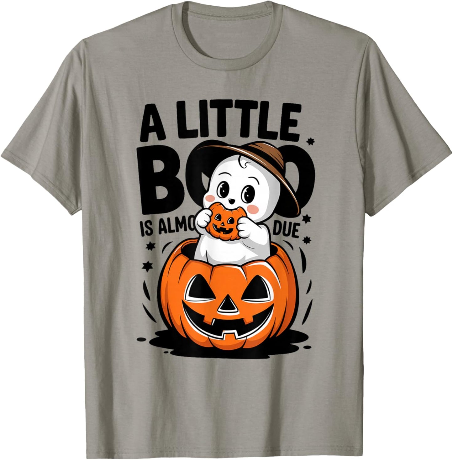 Little Boo Is Almost Due Halloween Pregnant Baby Ghost T-Shirt - T-Shirt | Sand