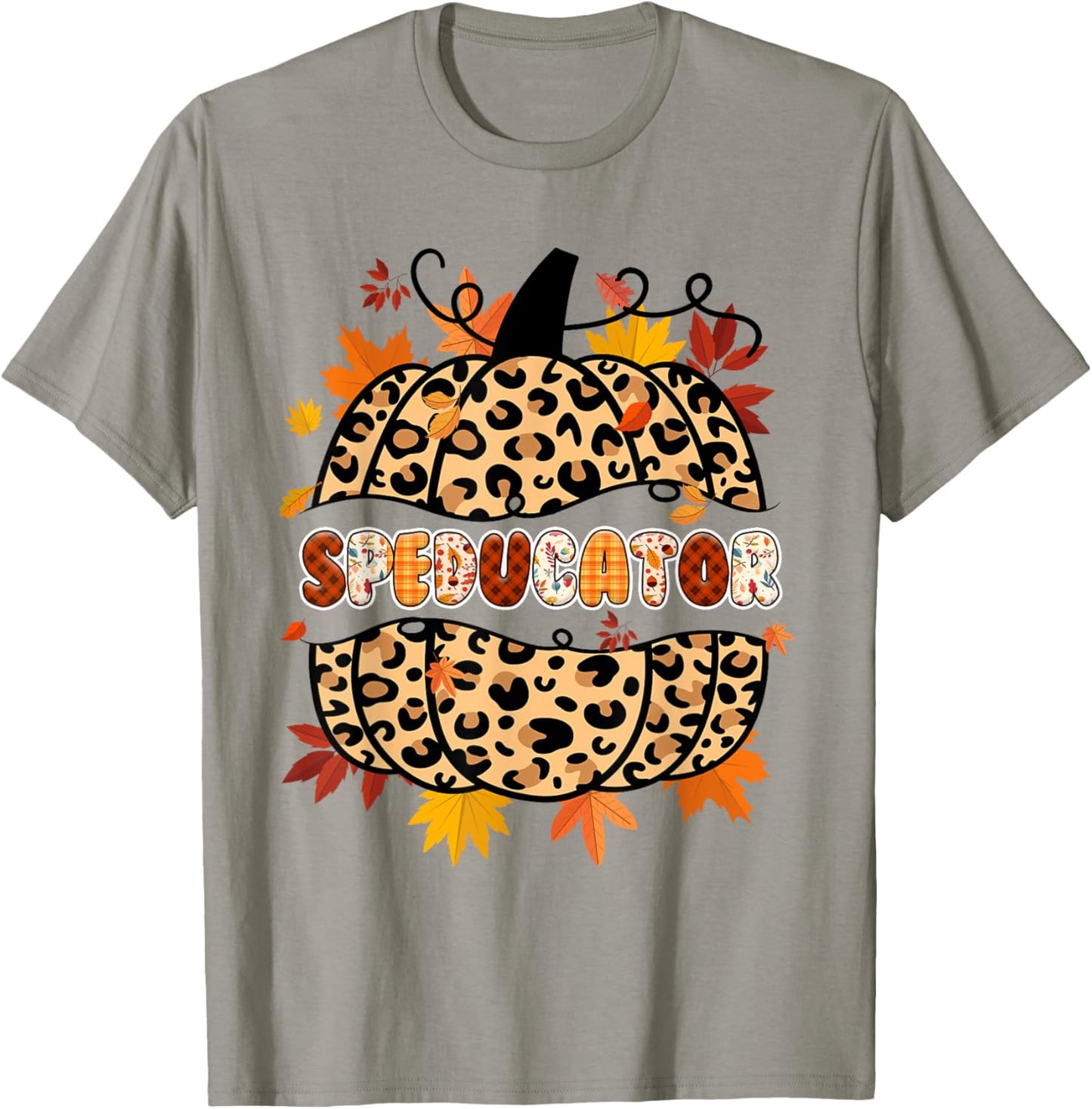 Autumn Fall SPED ED Teacher Thankful Grateful Pumpkin Retro T-Shirt - T-Shirt | Sand