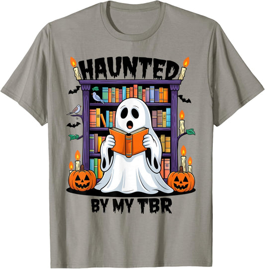 Haunted By My TBR Funny Halloween Bookish Readers T-Shirt - T-Shirt | Sand