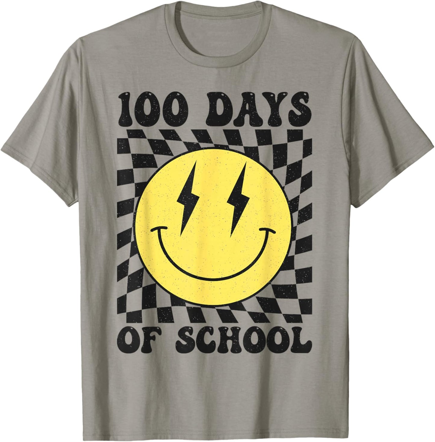 Retro 100 Days of School Smile Face 100th Day of School T-Shirt - T-Shirt | Sand