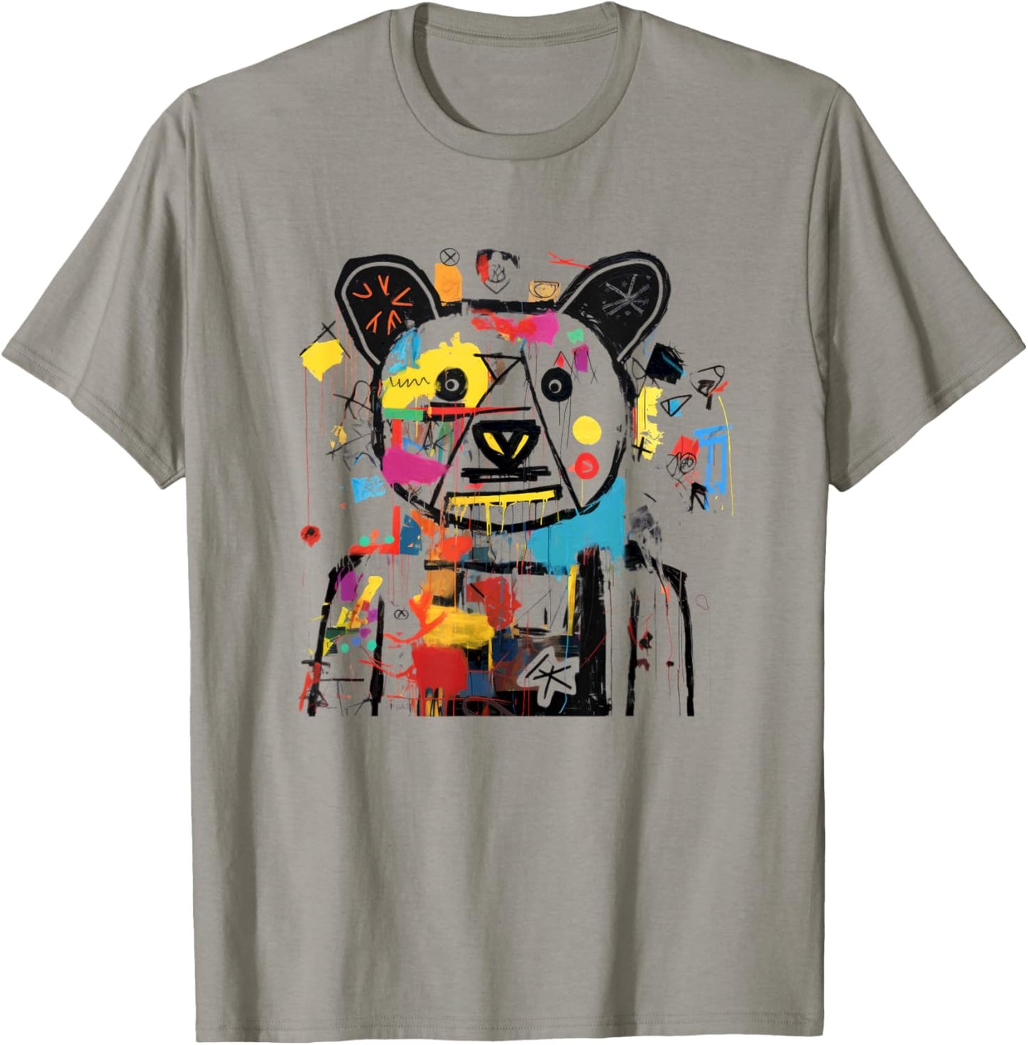 Vibrant Bear Graffiti Urban Street Style T-Shirt - T-Shirt | Sand