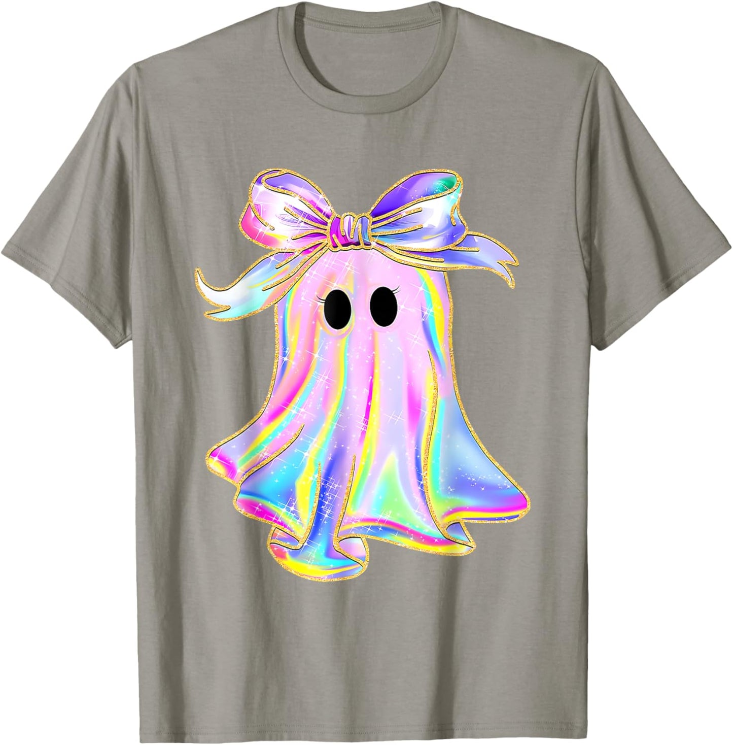 Disco Ghost Pumpkin Halloween Girly Coquette Bow T-Shirt - T-Shirt | Sand