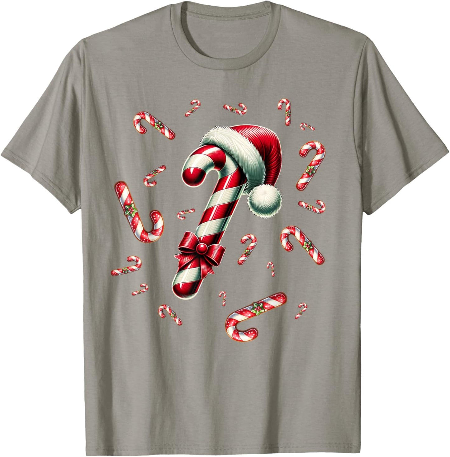 Christmas Candy Cane Crew Lights Red and White Candy Costume T-Shirt - T-Shirt | Sand
