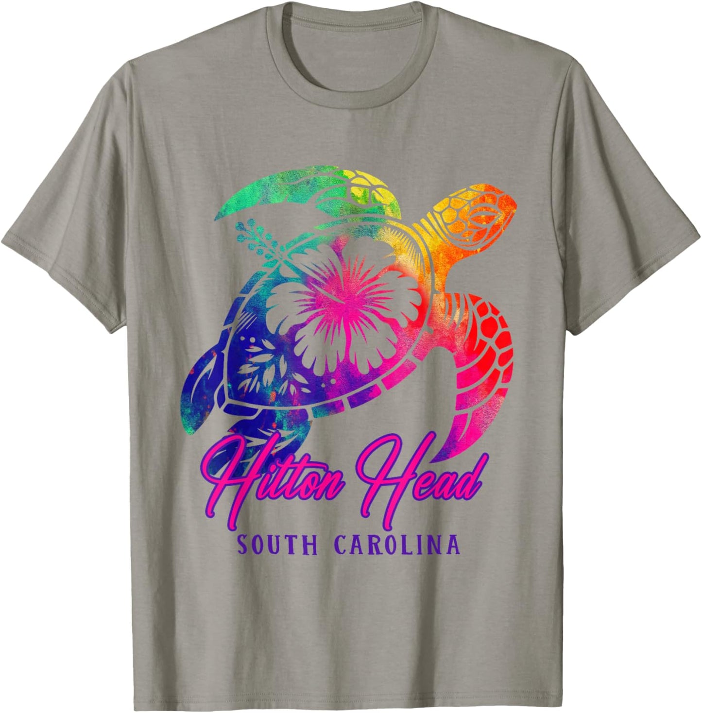 Hilton Head Tie Dye Sea Turtle Hibiscus South Carolina 2025 T-Shirt - T-Shirt | Sand