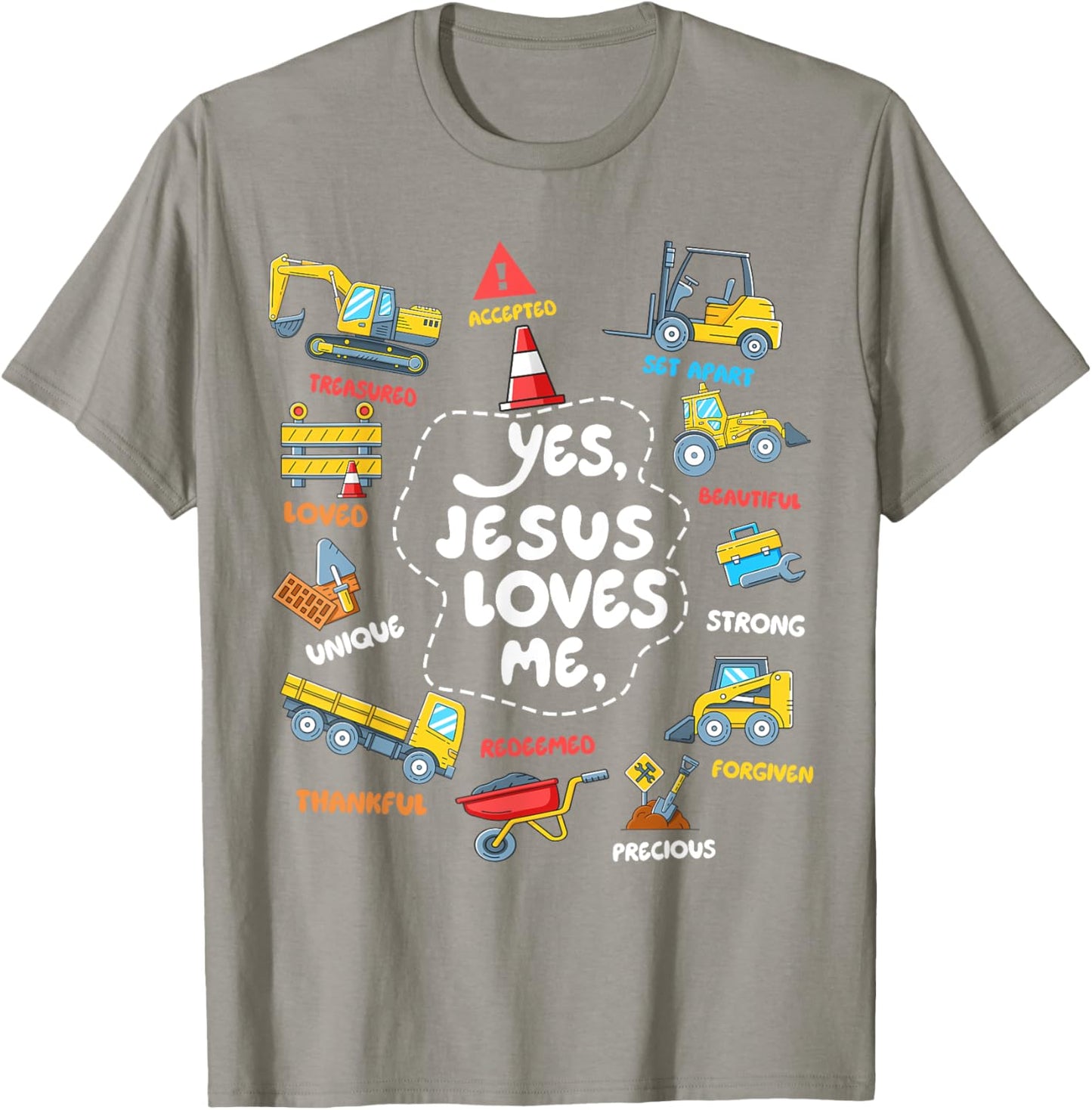Toddler Yes Jesus Loves Me Christian Construction Boy Kids T-Shirt - T-Shirt | Sand
