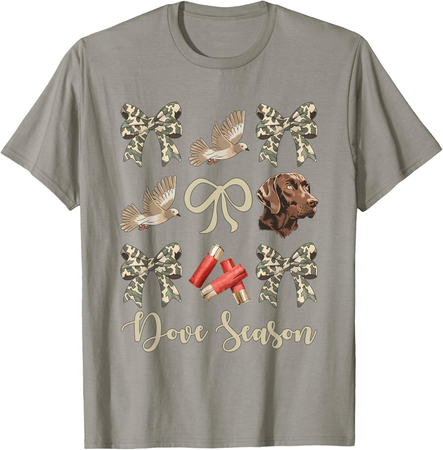 Camo Bow Coquette Dove Season Hunting Dove Hunter Hunt Girl T-Shirt - T-Shirt | Sand