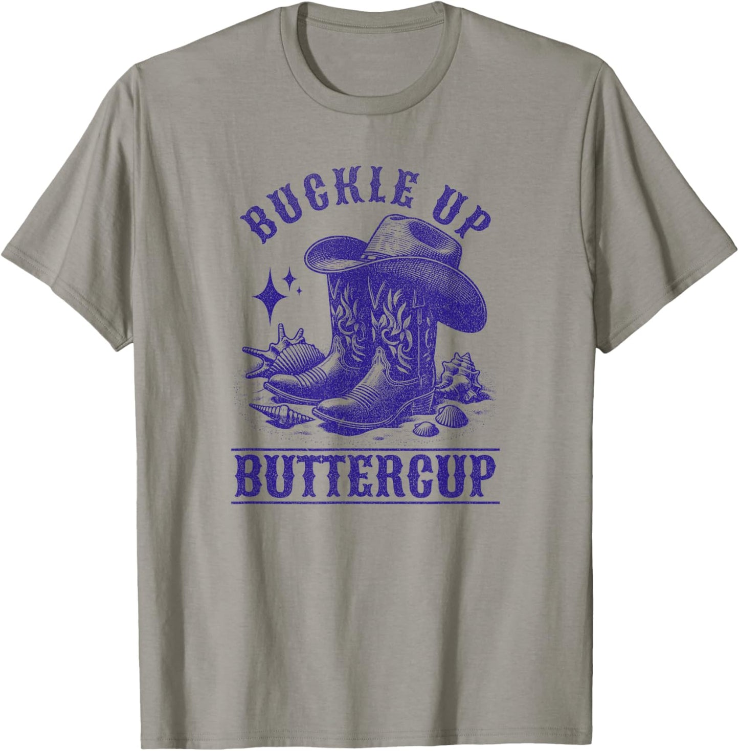Cowgirl Country Buckle Up Buttercup Girls Women T-Shirt - T-Shirt | Sand