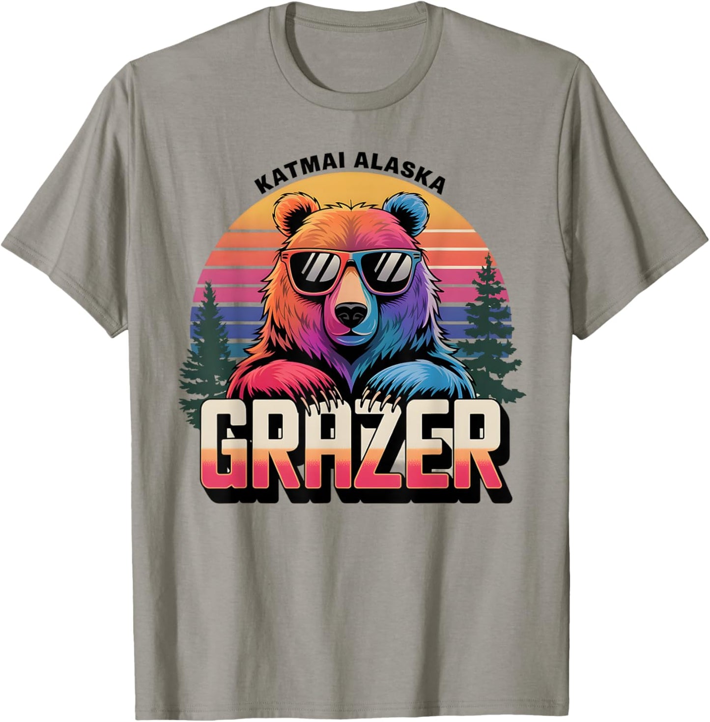 Funny Katmai Alaska Grazer Vintage Fat Bear Week 2024 T-Shirt - T-Shirt | Sand