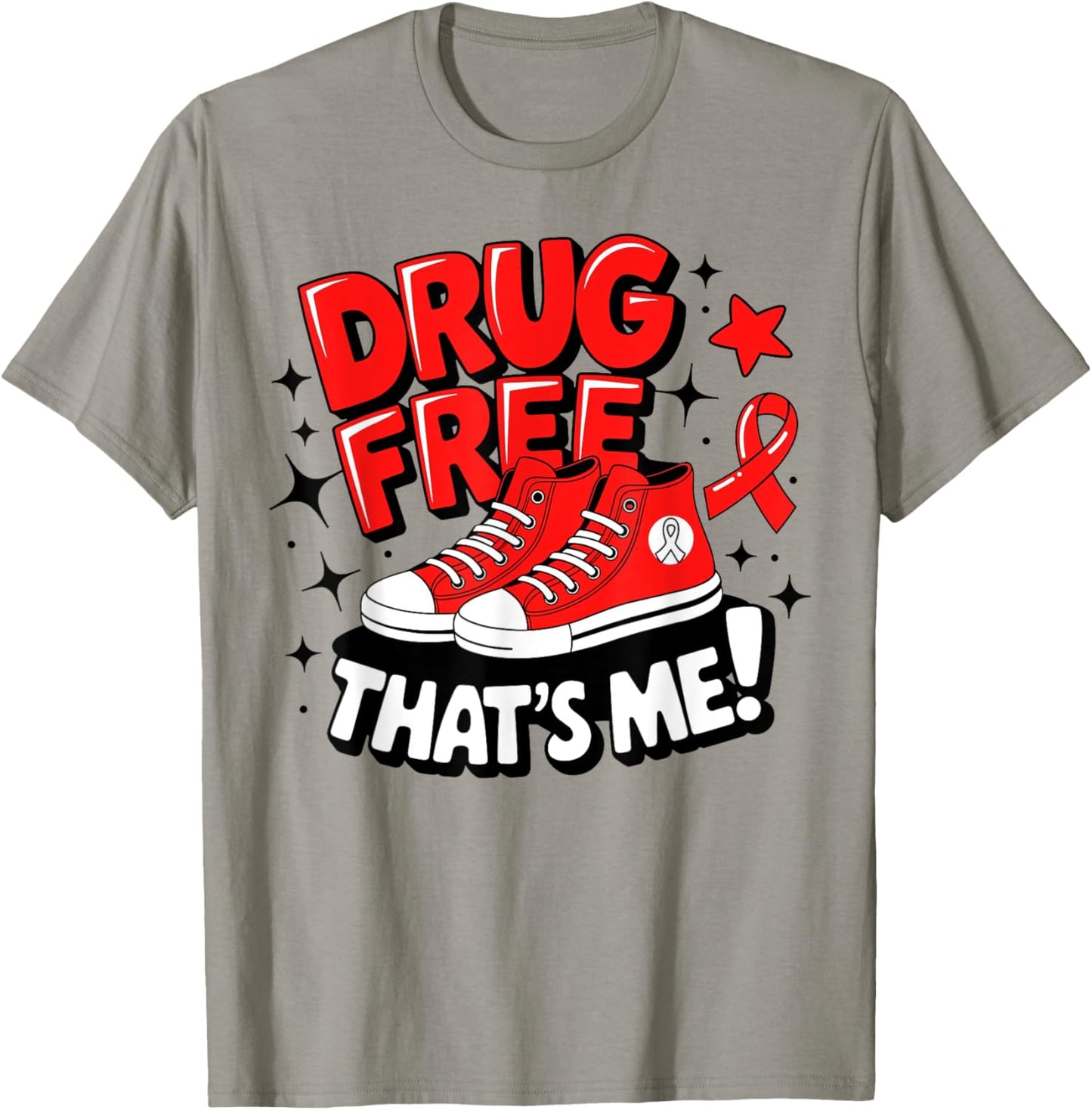 Groovy Dru.g Free Red Ribbon Week That's Me Awareness Chucks T-Shirt - T-Shirt | Sand