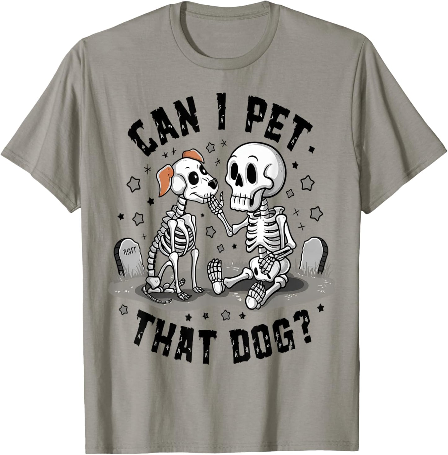 Can I Pet That Dog? Cute Skeleton & Ghost Dog Halloween Kids T-Shirt - T-Shirt | Sand