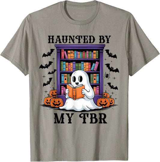 Haunted By My TBR Funny Halloween Bookish Readers T-Shirt - T-Shirt | Sand