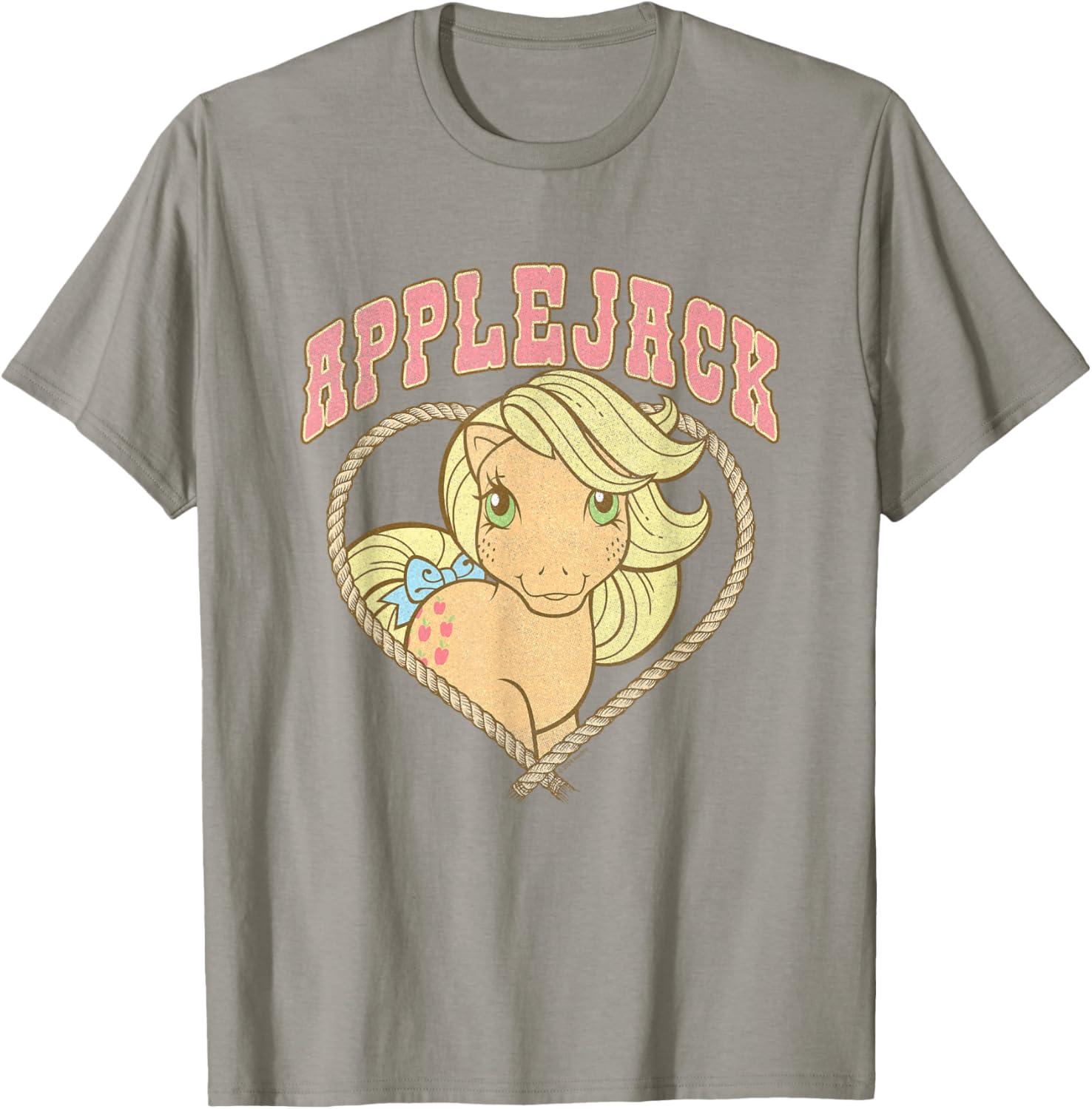 My Little Pony Cute Applejack Cowgirl Heart Shape Chest Logo T-Shirt - T-Shirt | Sand