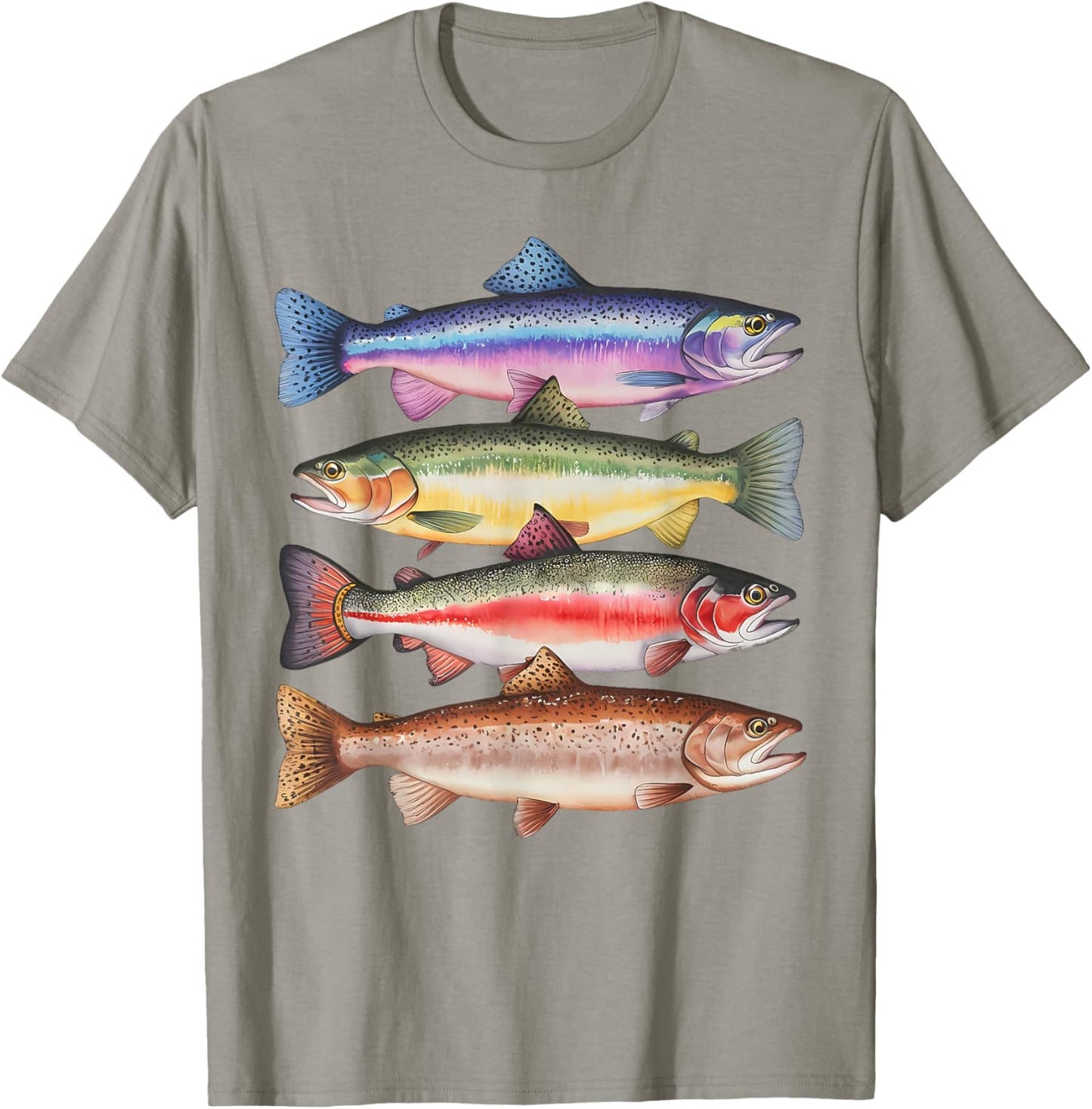 Abstract Colorful Trout In A Row For Fishing Lovers Men Kids T-Shirt - T-Shirt | Sand