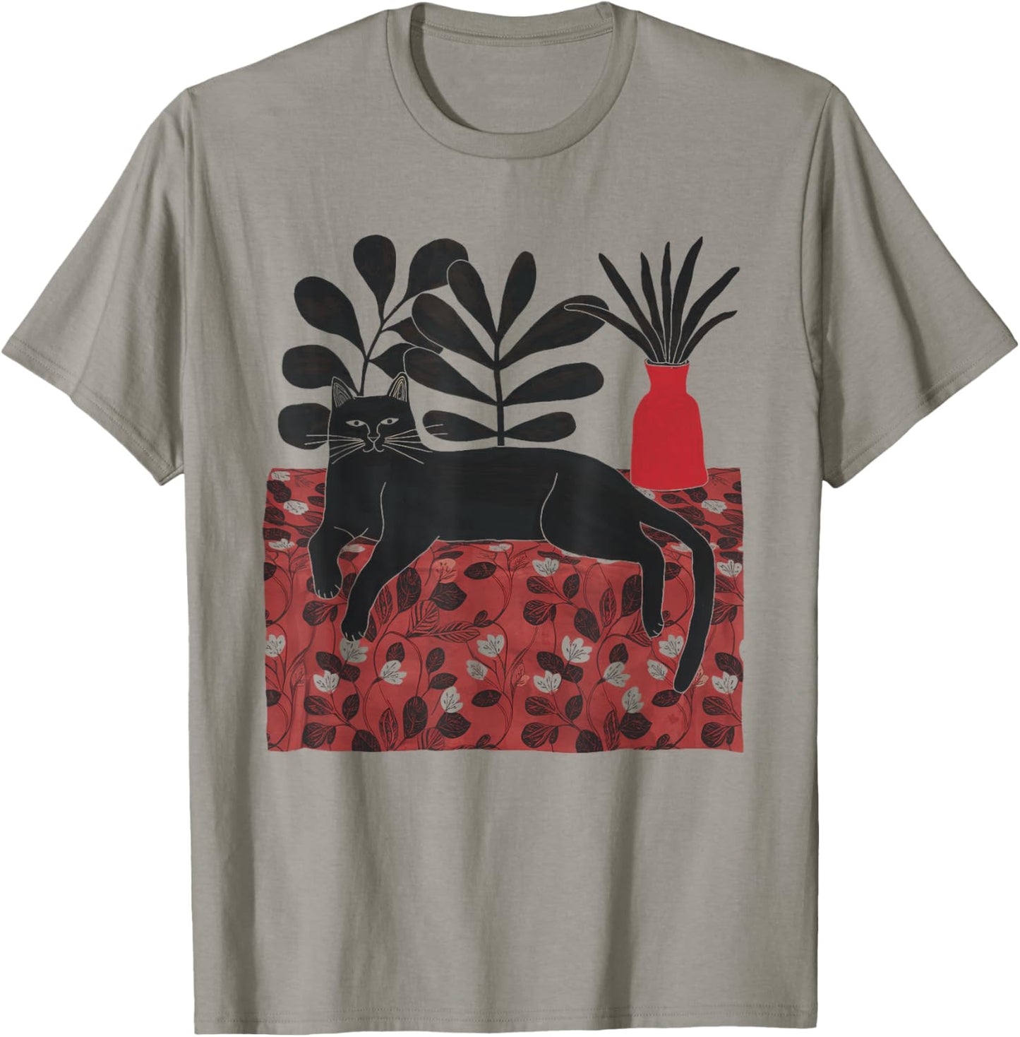 Matisse The Red Room Inspired Cat Artistic Design Cat Lover Men Women T-Shirt - T-Shirt | Sand