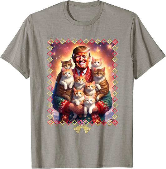 Funny Cat Lover Christmas Sweater Trump Christmas Women T-Shirt - T-Shirt | Sand