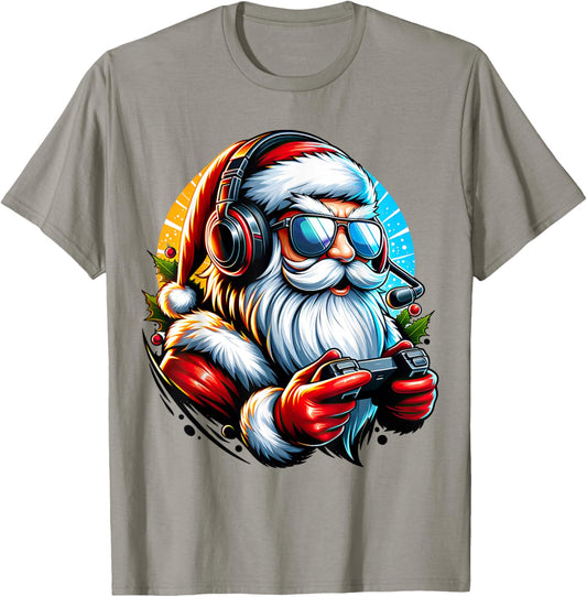 Christmas Gamer Boys Video Game Santa Xmas T-Shirt - T-Shirt | Sand