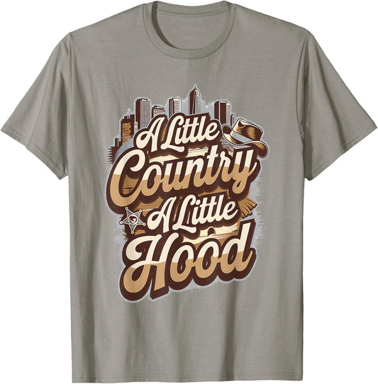 A Little Country A Little Hood Vintage Western Hip Hop Rap T-Shirt - T-Shirt | Sand