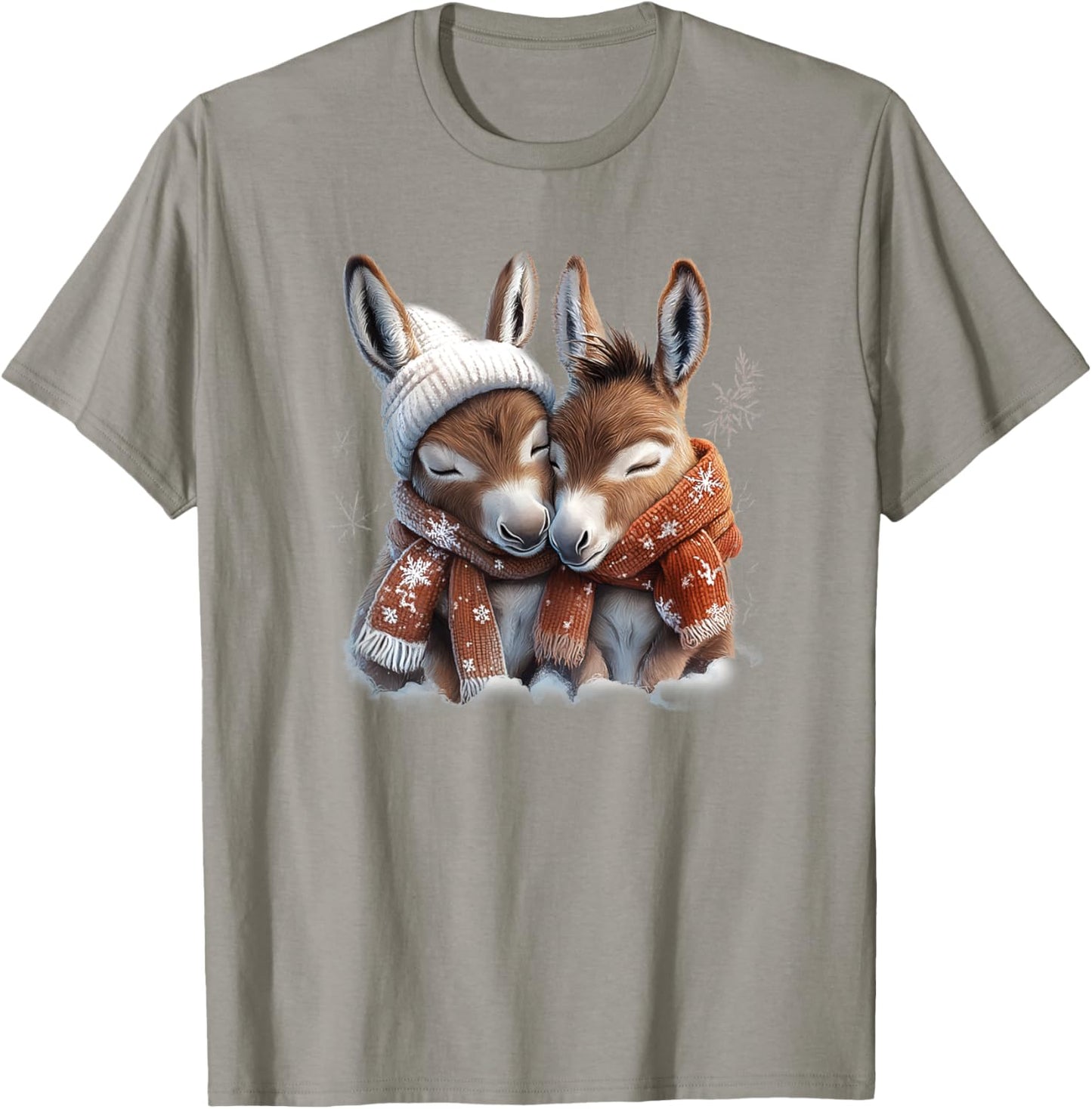 Adorable Baby Donkeys Wearing Scarves, Exuding Cuteness T-Shirt - T-Shirt | Sand