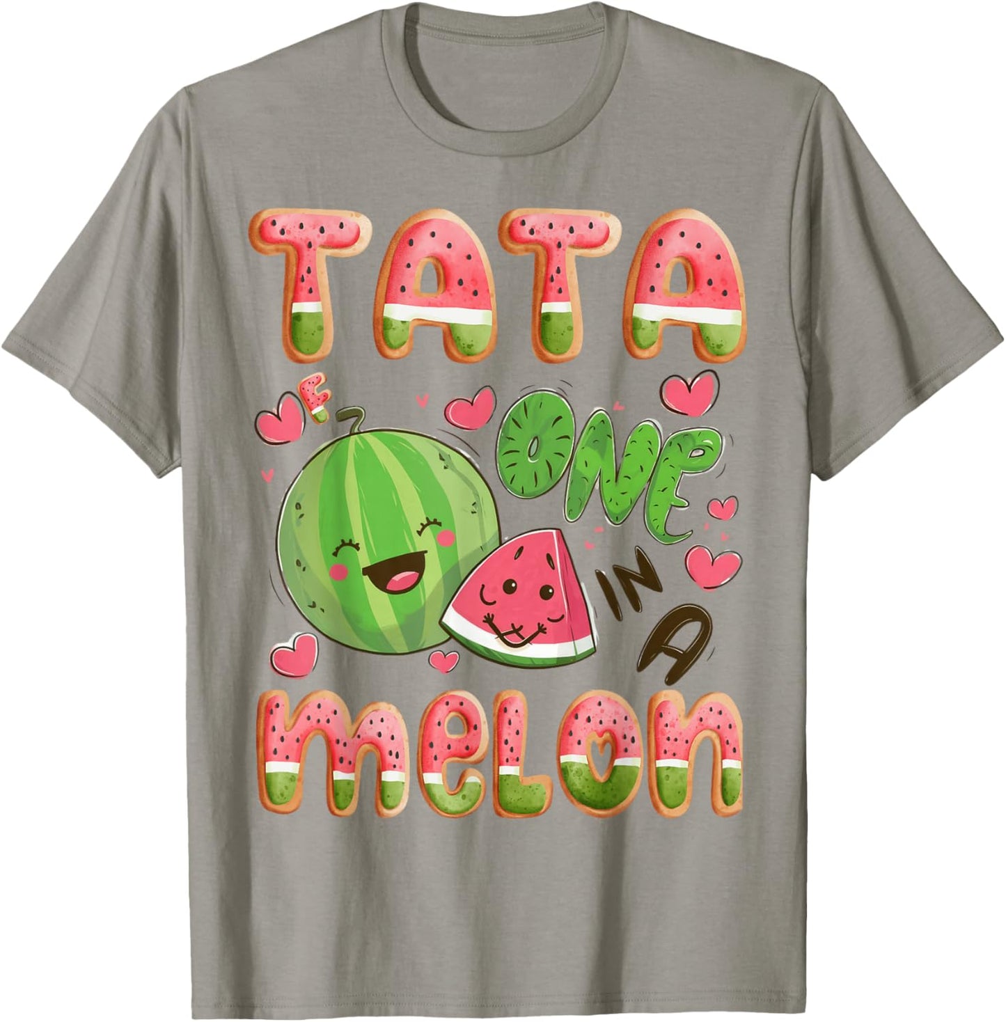 Tata Of One In A Melon 1St Birthday Watermelon Bday Party T-Shirt - T-Shirt | Sand