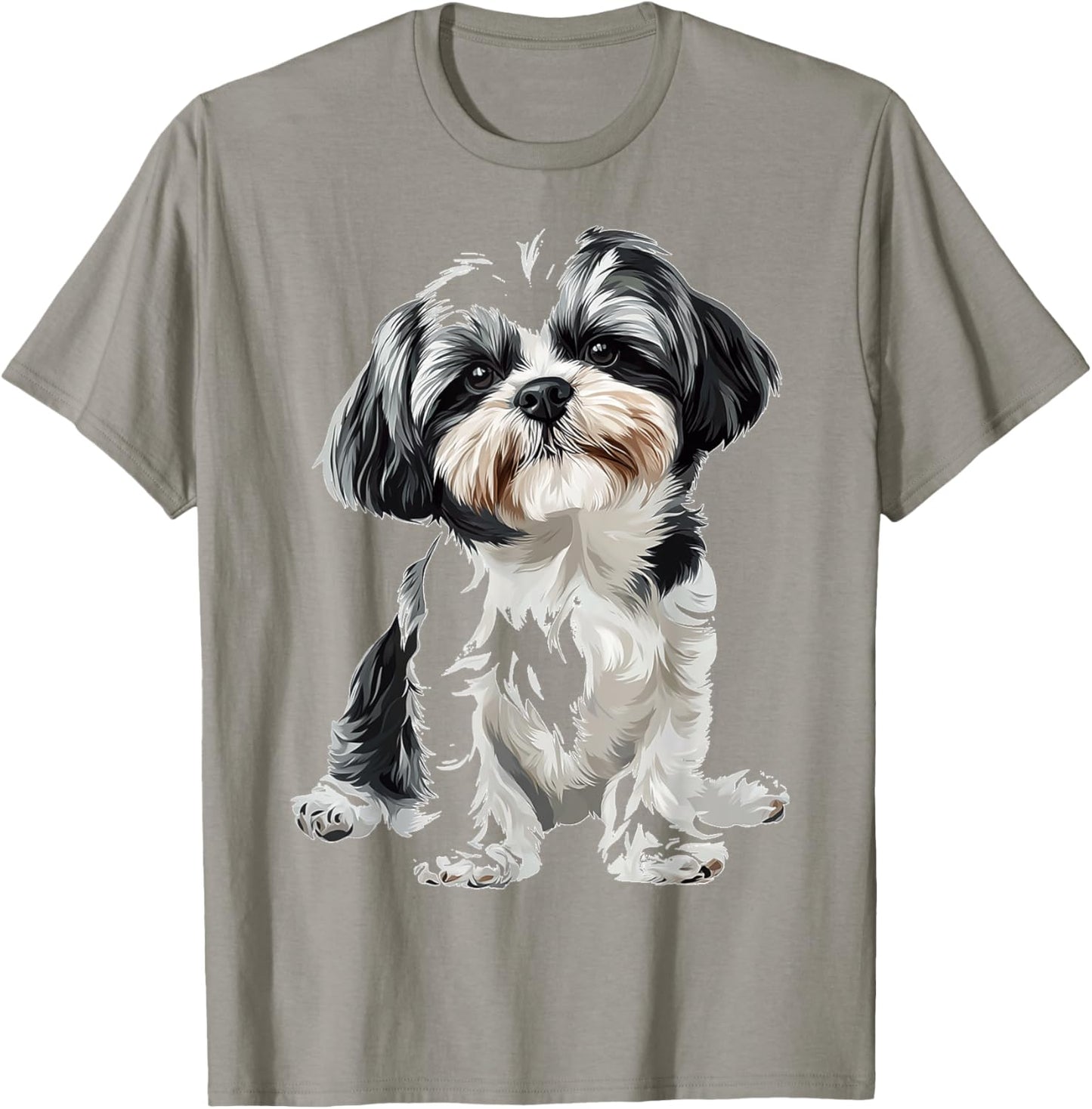 Shih Tzu Dog Motif Pet Illustration Shih Tzu T-Shirt - T-Shirt | Sand