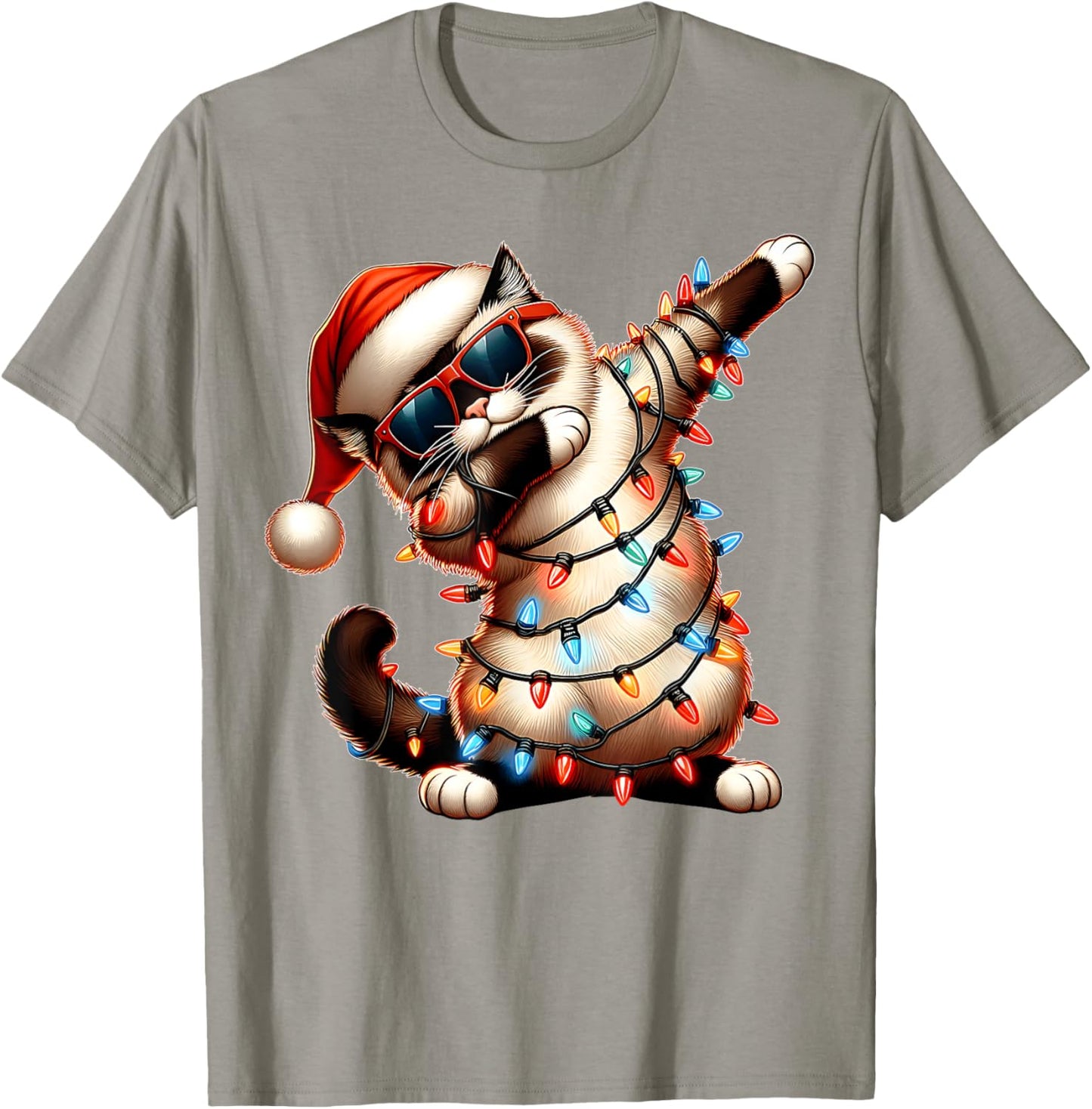 Dabbing Birman Cat Sunglasses Cute Christmas Xmas T-Shirt - T-Shirt | Sand