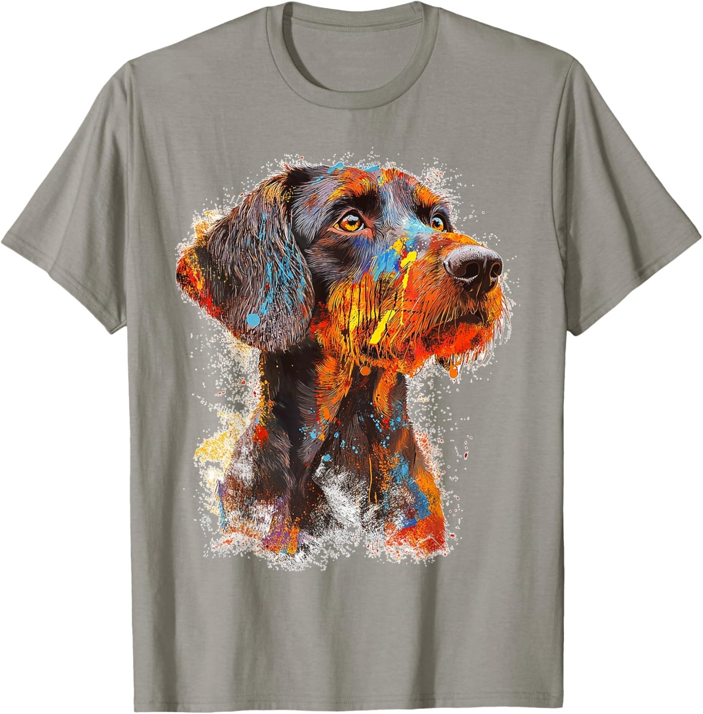 German Wirehaired Pointer Dog Motif Pet Artwork T-Shirt - T-Shirt | Sand