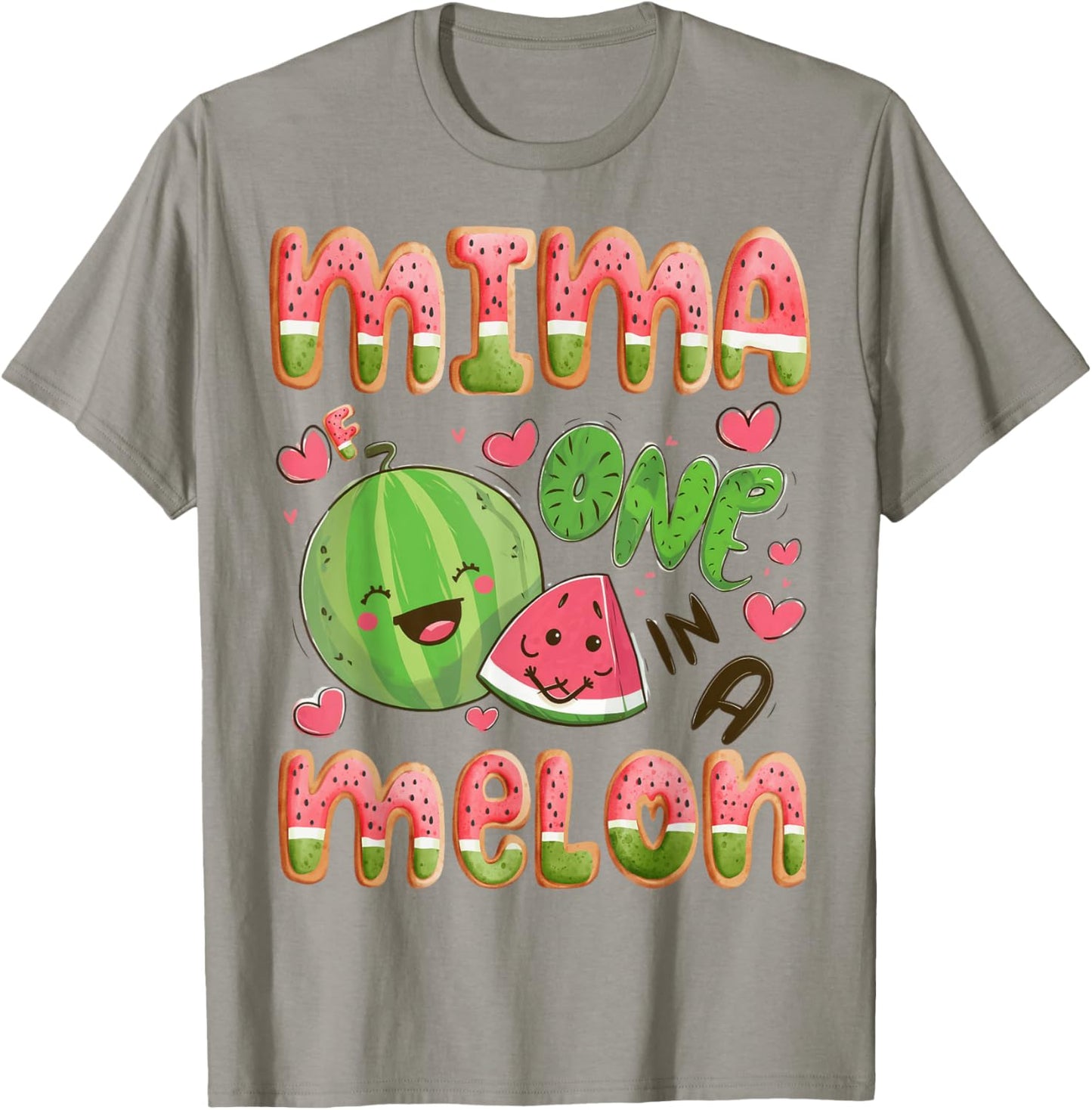 Mima Of One In A Melon 1St Birthday Watermelon Bday Party T-Shirt - T-Shirt | Sand