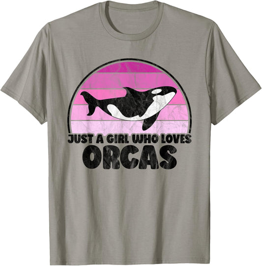 Just A Girl Who Loves Orcas - Orca Whale Retro Women T-Shirt - T-Shirt | Sand