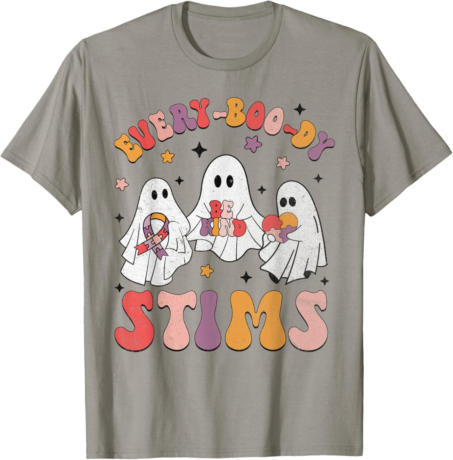Every-Boo-Dy Stims Funny Autism Ghost Halloween Sped Teacher T-Shirt - T-Shirt | Sand