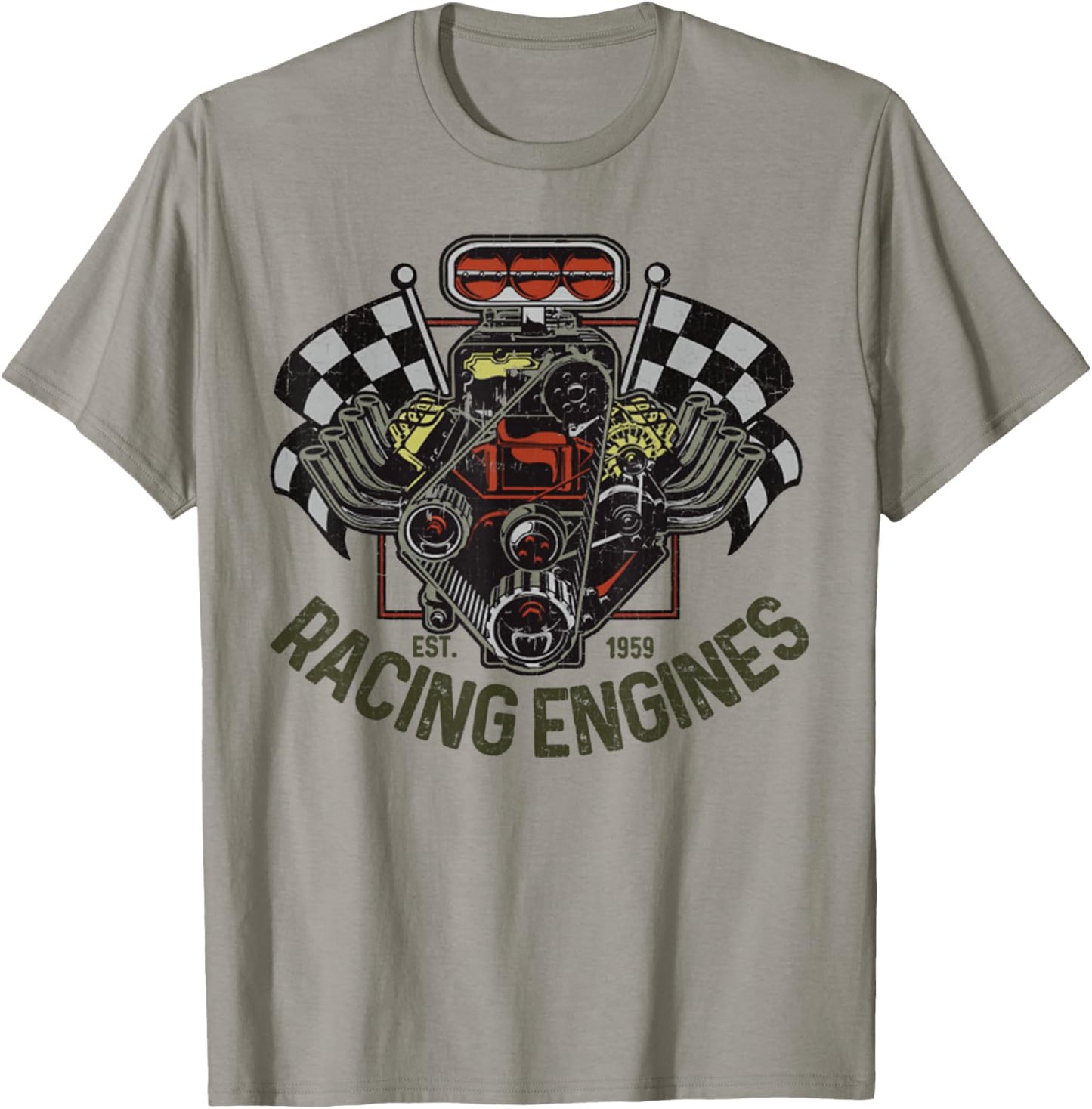 Vintage Drag Racing Retro Car Engine Mechanics Motor Racing T-Shirt - T-Shirt | Sand
