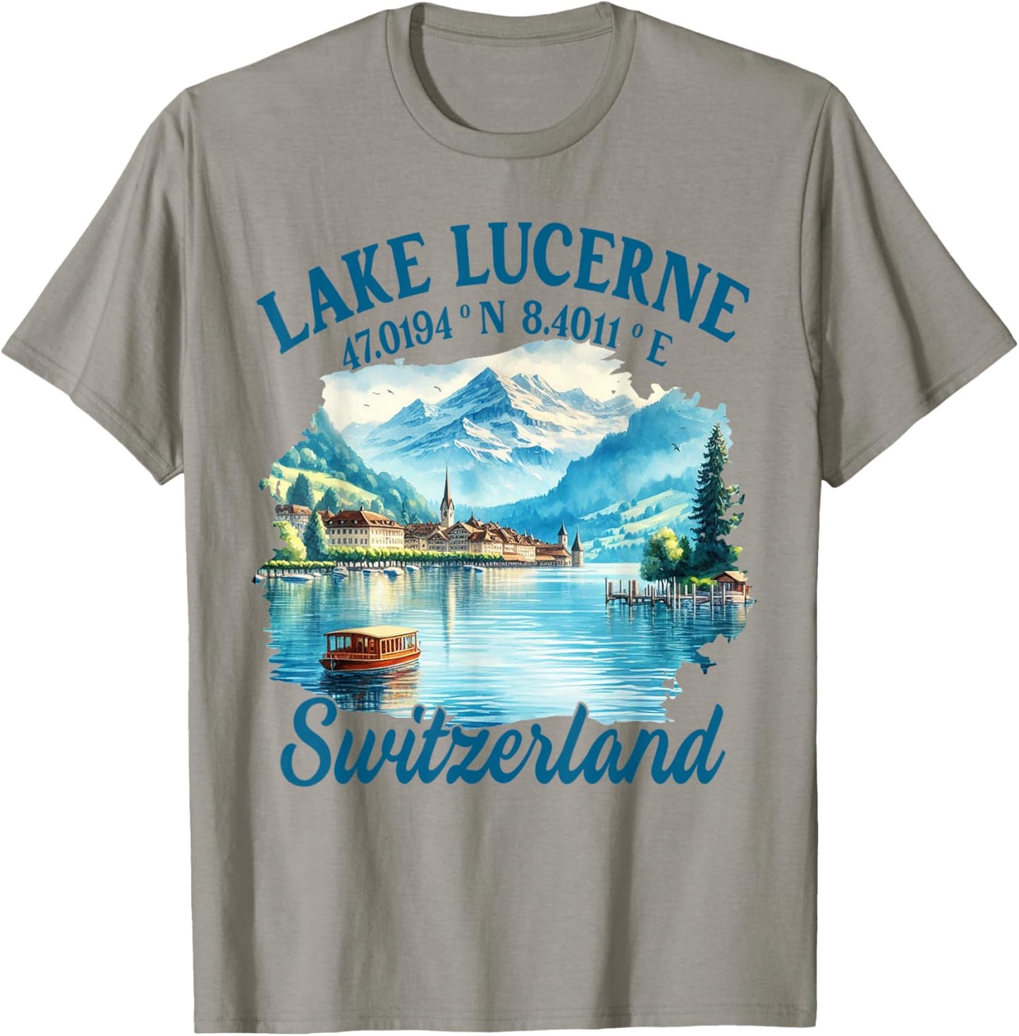 Lake Lucerne Travel Exploring Switzerland Trip Nature Lover T-Shirt - T-Shirt | Sand