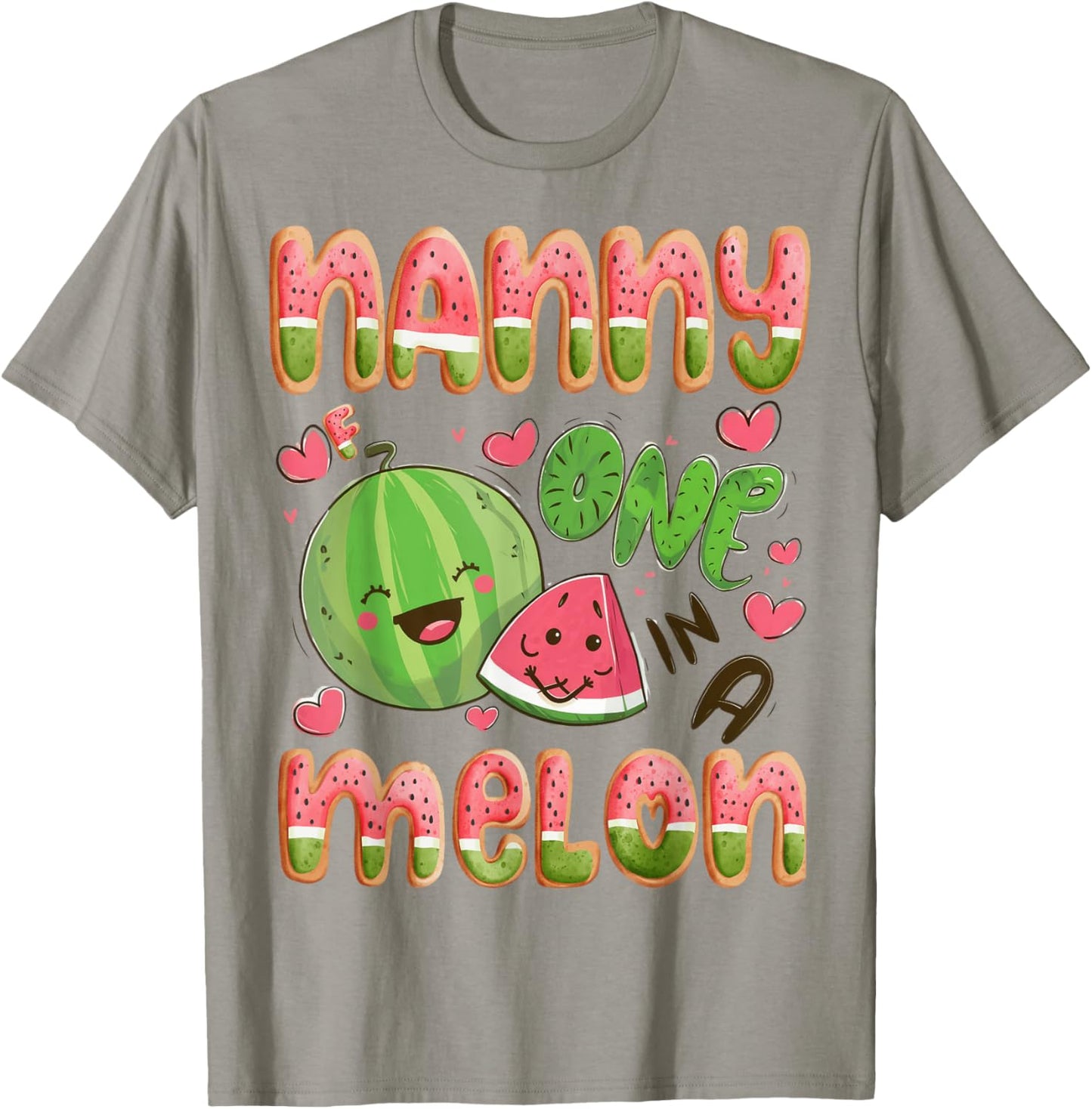Nanny Of One In A Melon 1St Birthday Watermelon Bday Party T-Shirt - T-Shirt | Sand