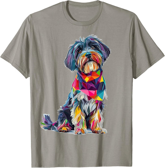 Tibetan Terrier Dog Graphic Pet Art Colorful Tibetan Terrier T-Shirt - T-Shirt | Sand