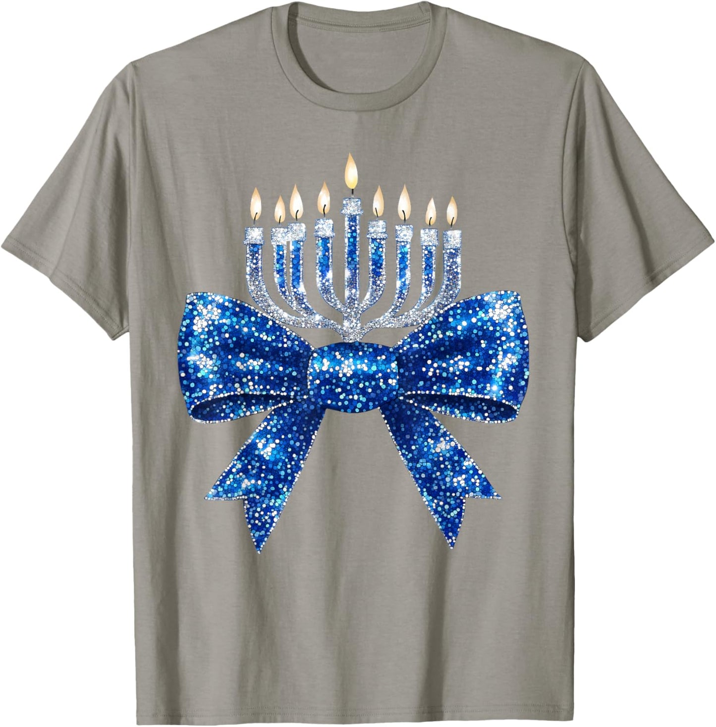 Coquette Hanukkah Jewish Menorah Bow & Girls T-Shirt - T-Shirt | Sand