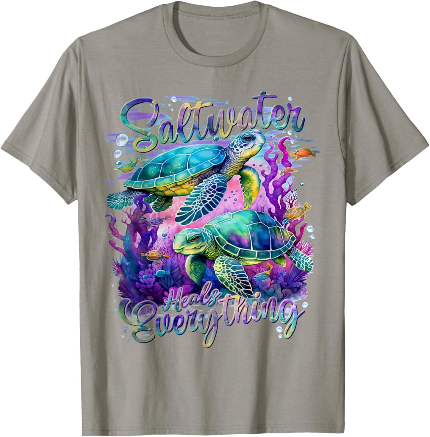 Saltwater Heals Everything Sea Turtle T-Shirt - T-Shirt | Sand